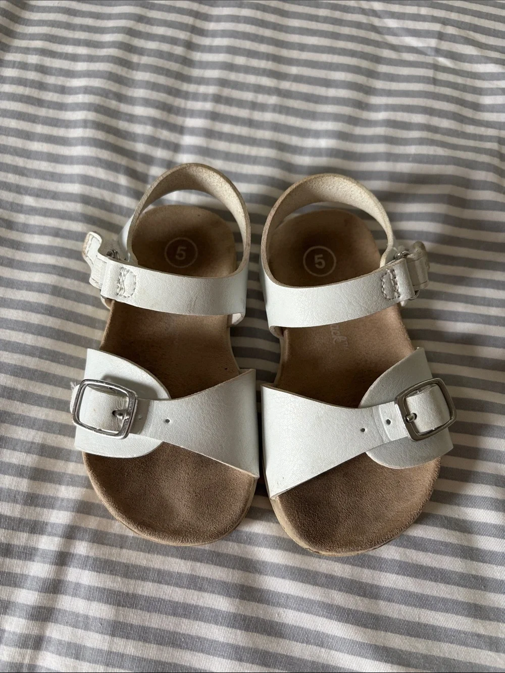 Kids White Buckle Sandals